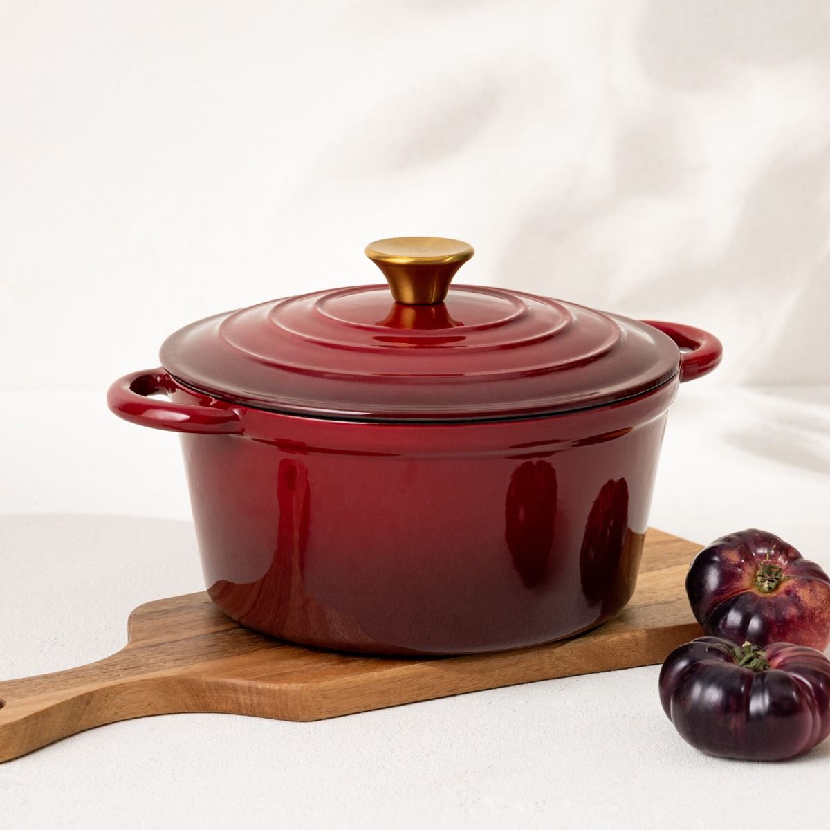 Garnek żeliwny ANDREAS bordowy tradycyjny ombre, 24cm 4 l