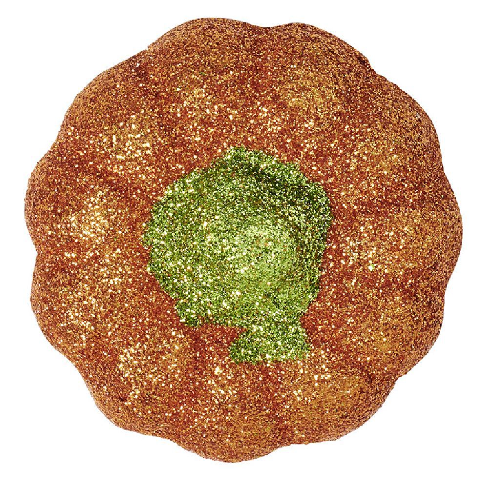 Citrouille pailletée orange et vert Halloween x4