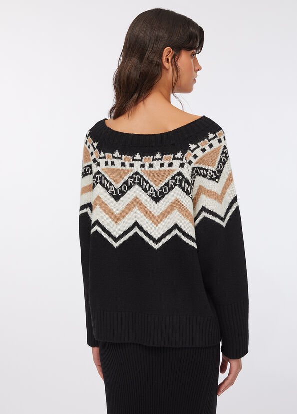 Maglia jacquard con applicazioni