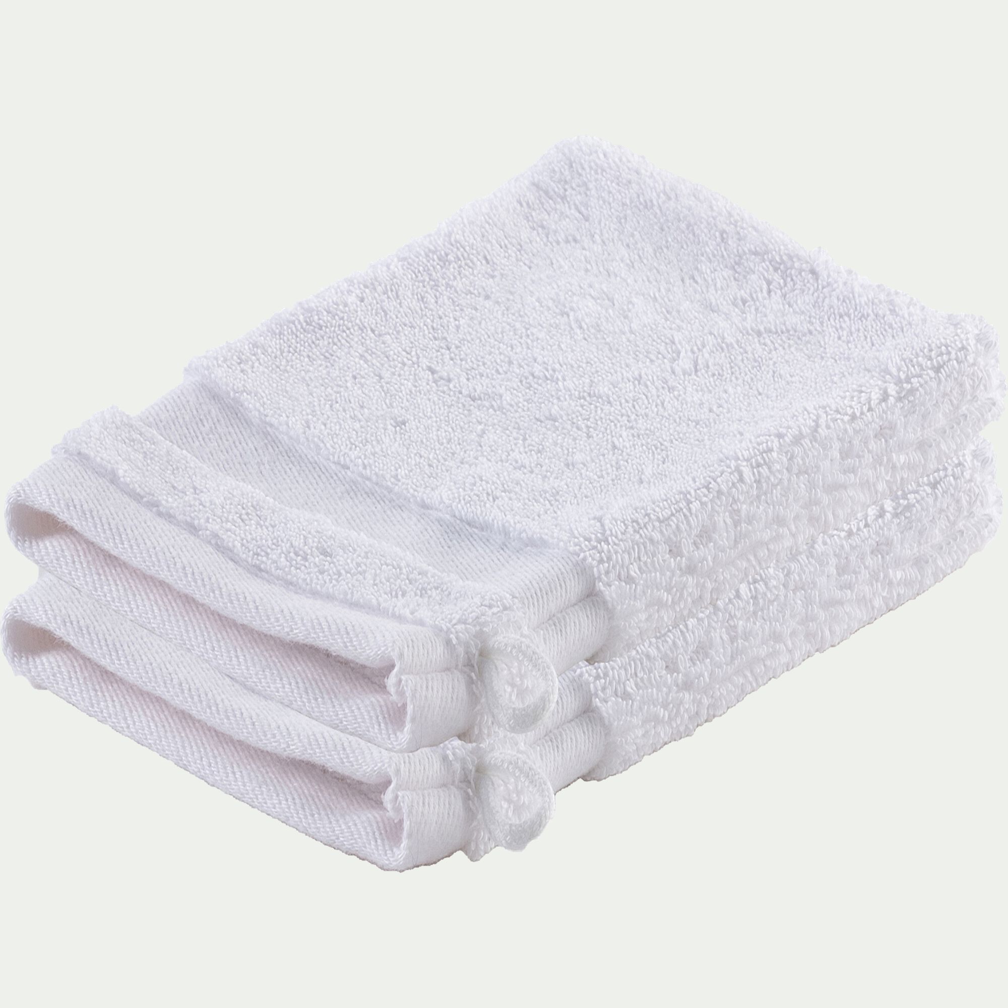 RIVIERA - Lot de 2 gants de toilette qualité hôtelière en coton - blanc