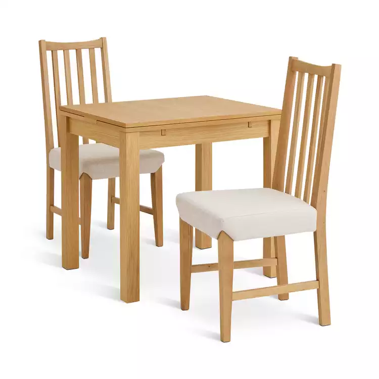 Habitat Clifton Extending Natural Dining Table& 2 Oak Chairs