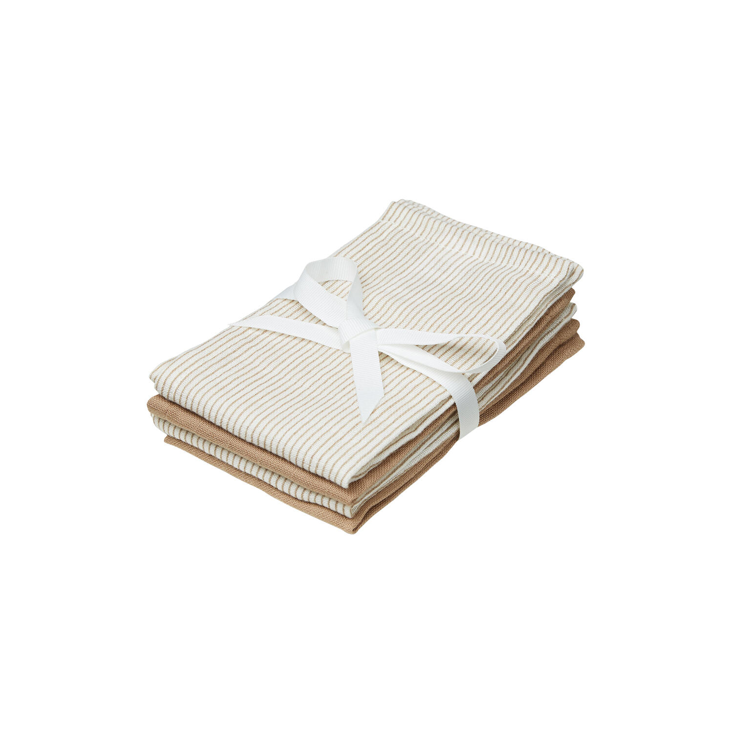 Vaskeklude 4-pak, classic stripes camel
