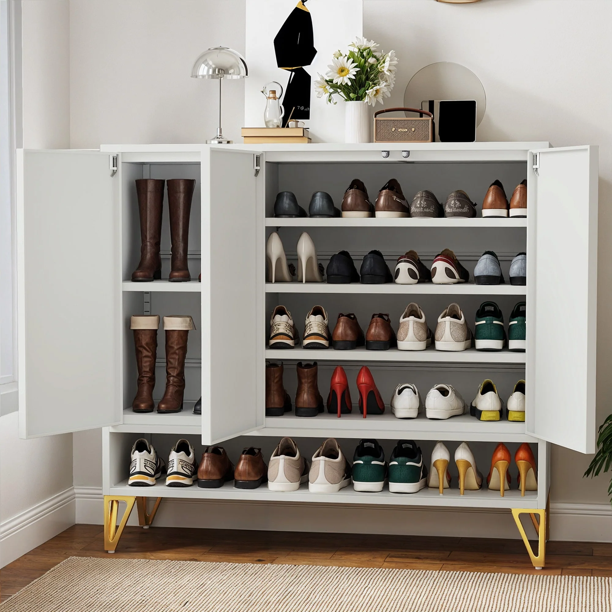 Moasis 5-Tier Shoe Storage Steel Shoe Cabinet with 3 Doors