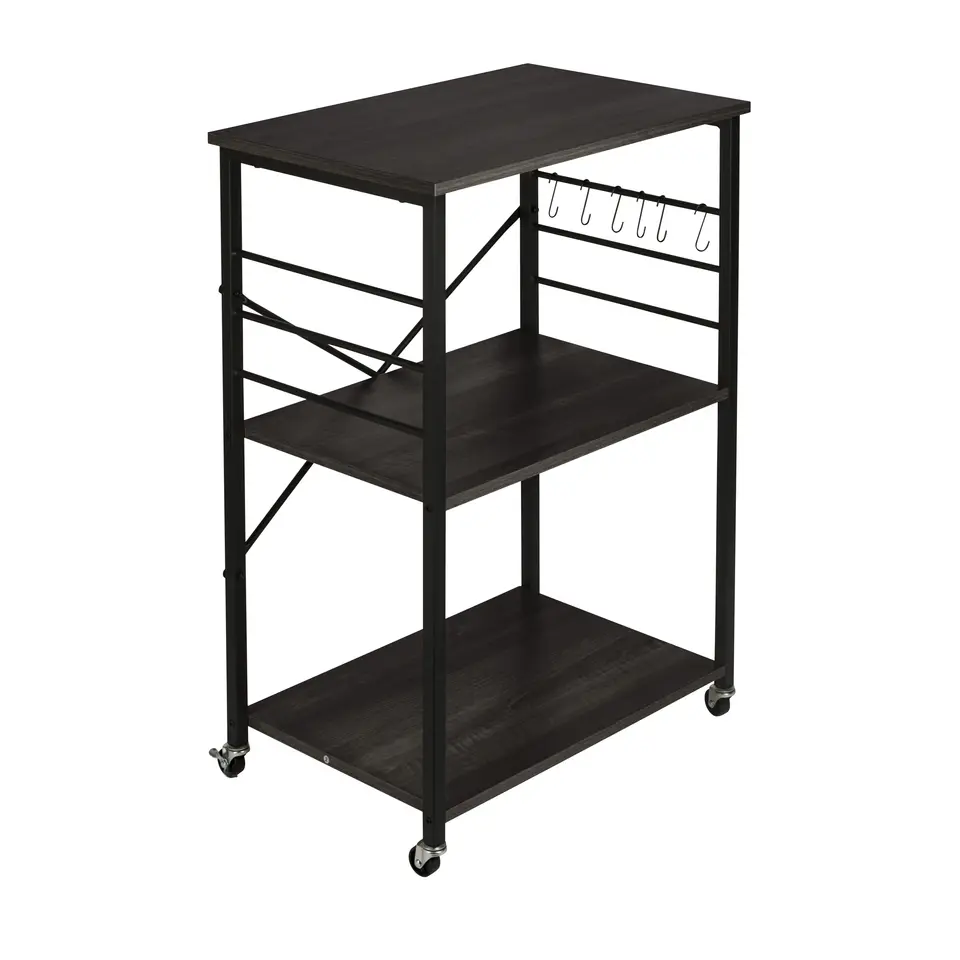 ERRO Serveerwagen - keukentrolley - 60x40x89 cm - zwart