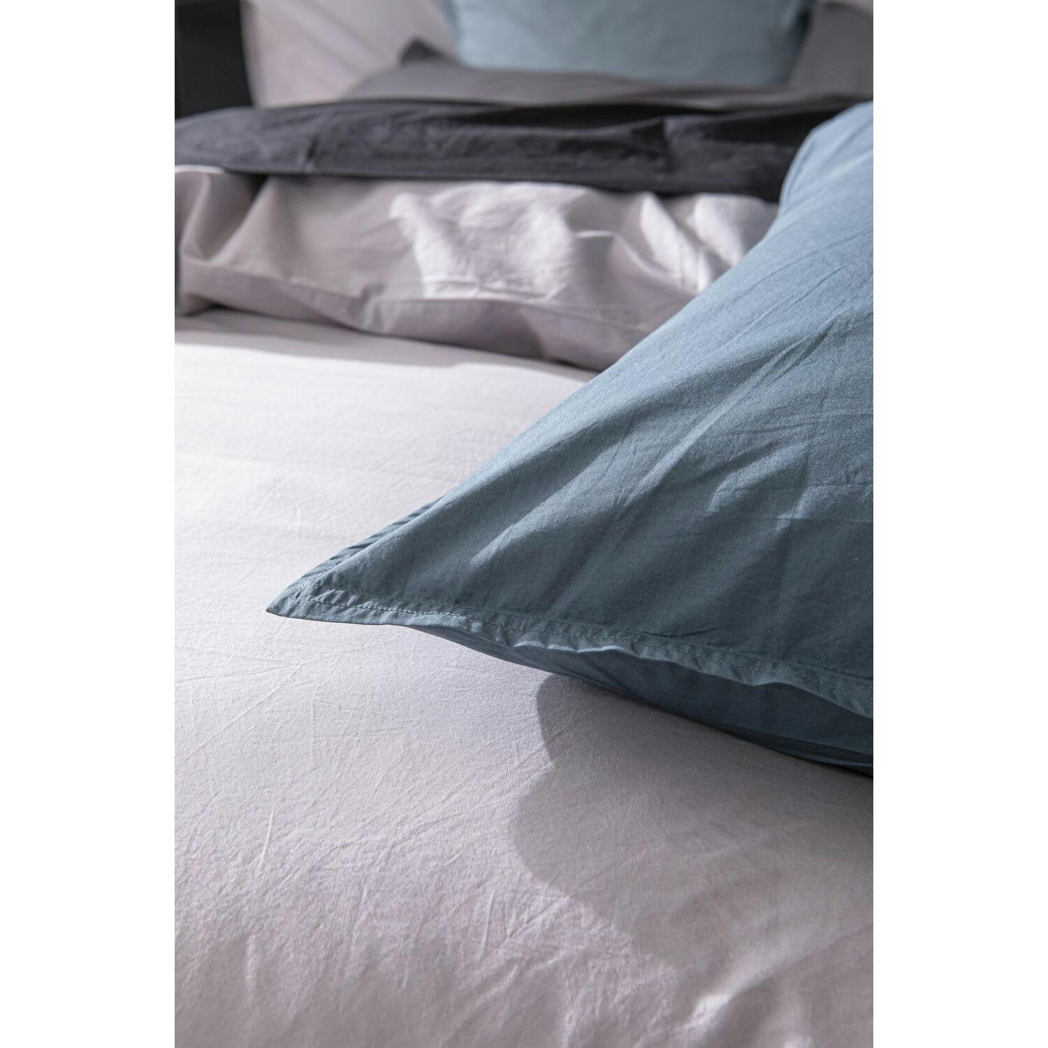 BLEU - Taie d'oreiller percale de coton bleu 65x65 cm