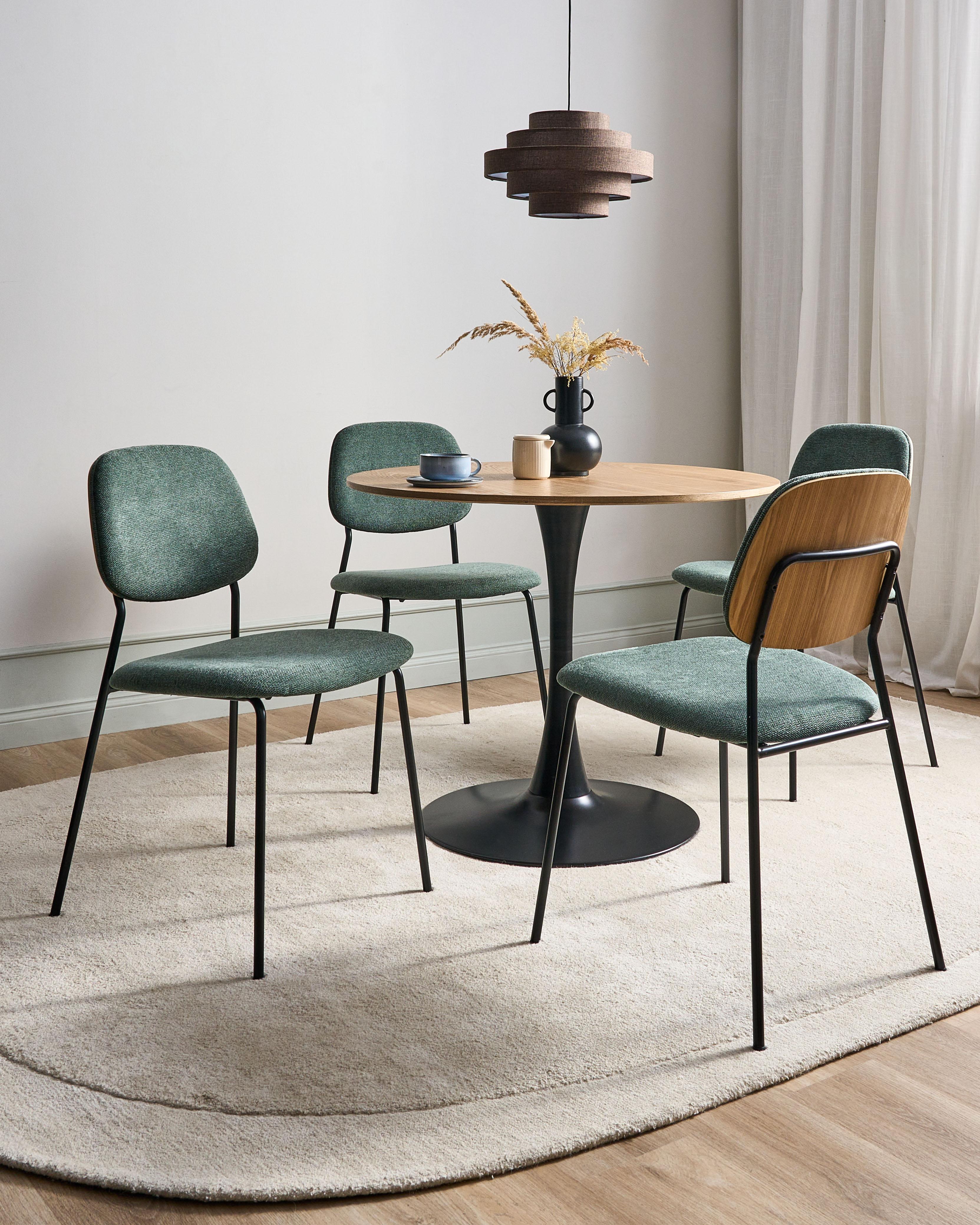 Set of 4 Dining Chairs RILEY Fabric Green