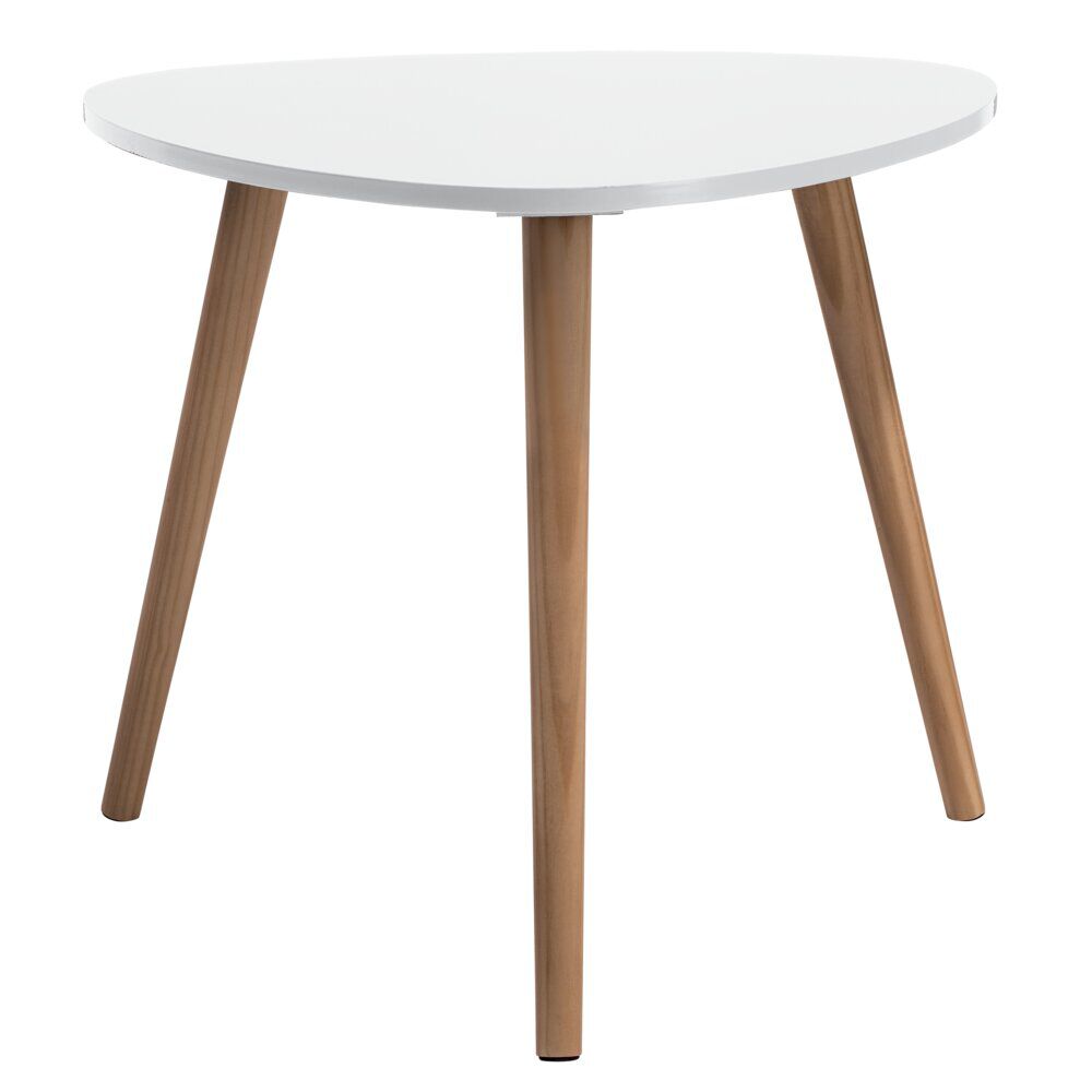 Bout de canapé table basse Joseph blanc pieds pin Ø48xH42 cm