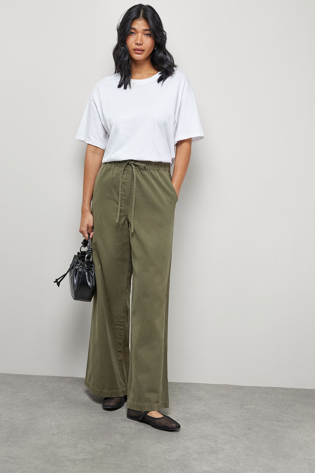 Warehouse Slouchy Wide Leg Drawstring Cargo Trouser