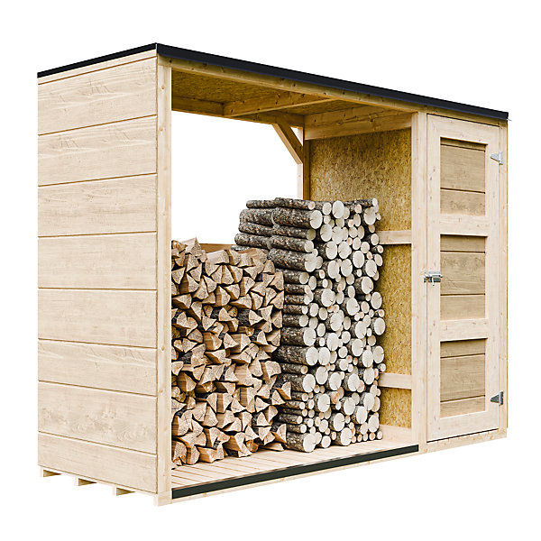 Abri à bûches extérieur - 75 x 217 x H159 cm - Abri à outils et bûches - 1,09 m²   0.53 m² - M981-TERRA BROWN - Timbela