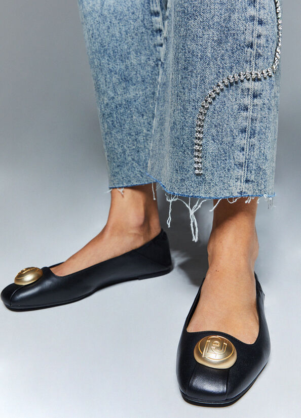 Ballerine in pelle con logo