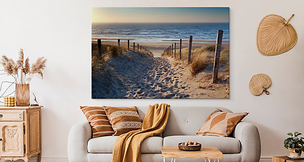 Impression Sur Toile Mer Plage Nature 3D 90cm x 60cm- Parfait pour décorer votre salon, chambre ou bureau avec un design unique