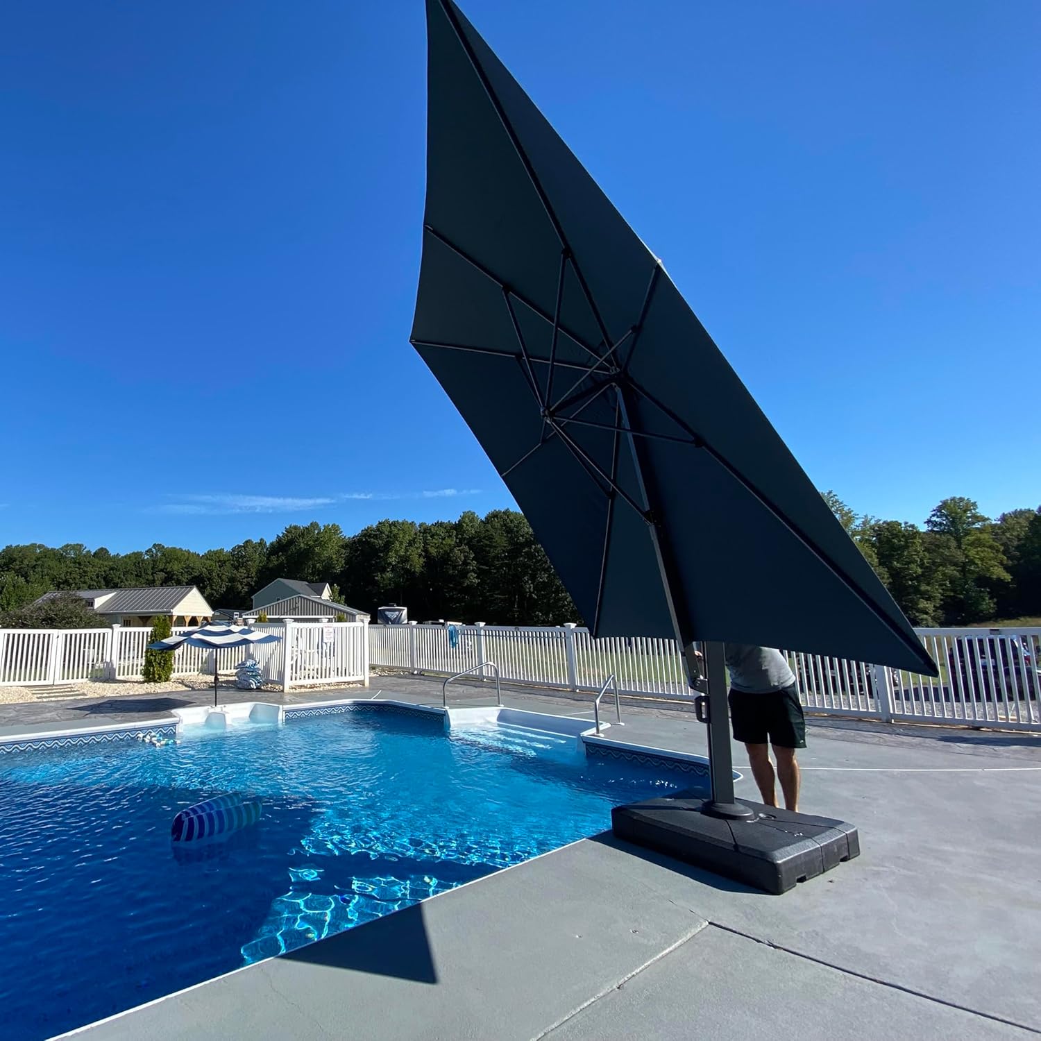 PURPLE LEAF 10' X 13' Rectangle Patio Umbrella Large Outdoor Aluminum Offset Umbrella with 360-degree Rotation Cantilever Umbrella for Garden Deck Backyard Pool, Grey