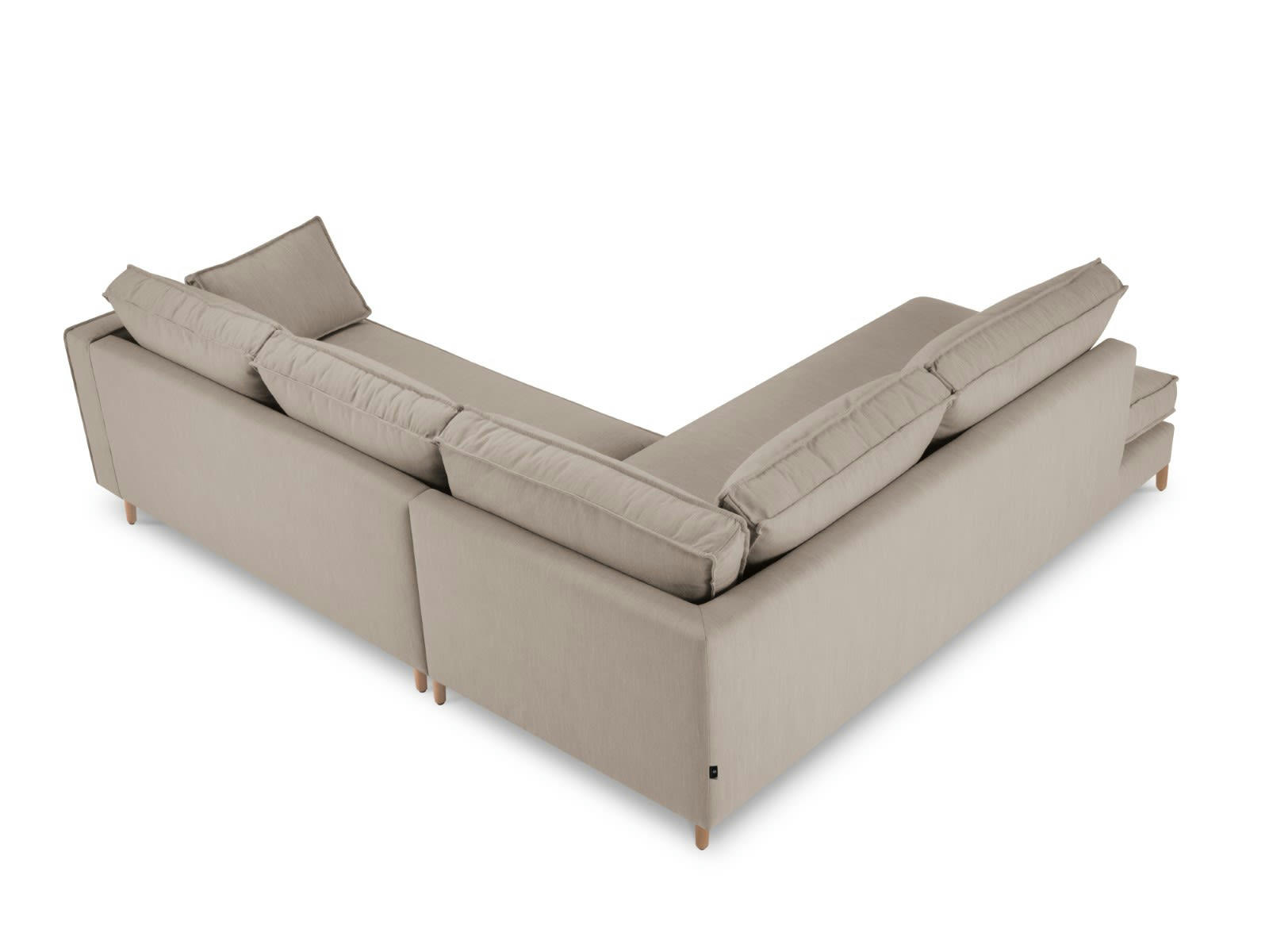 ALEXIS - Canapé D'Angle Gauche 5 places en Tissu Structurel Beige Foncé