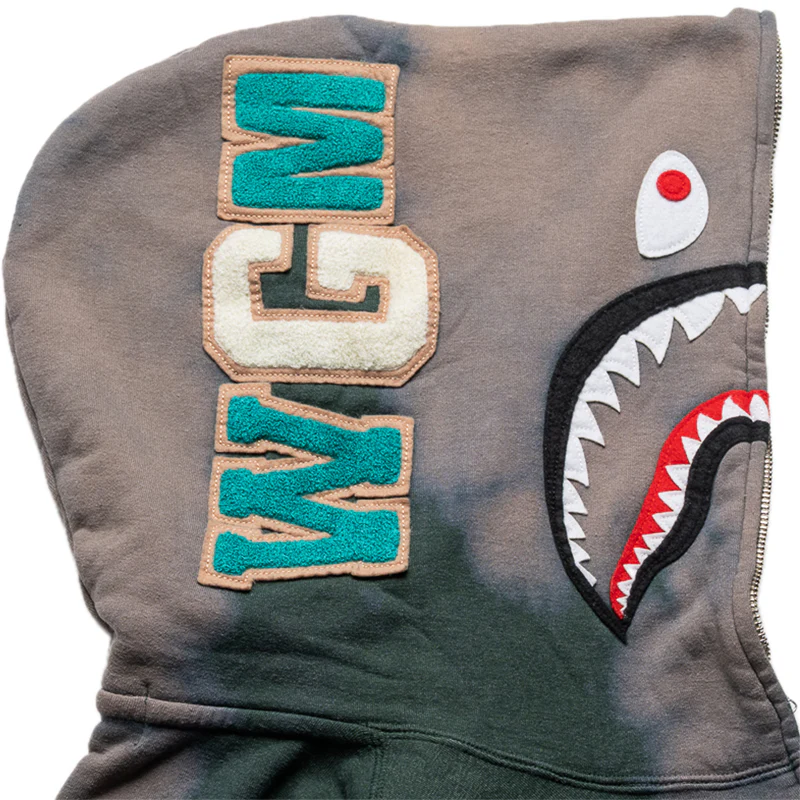 A Bathing Ape Hand Dye Shark Full Zip Hoodie - Green