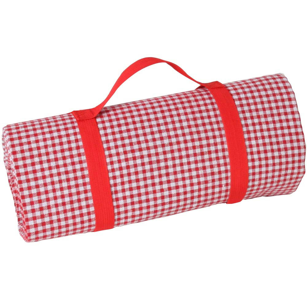 - Nappe XL pique-nique à revers imperméable vichy rouge 280x140 cm