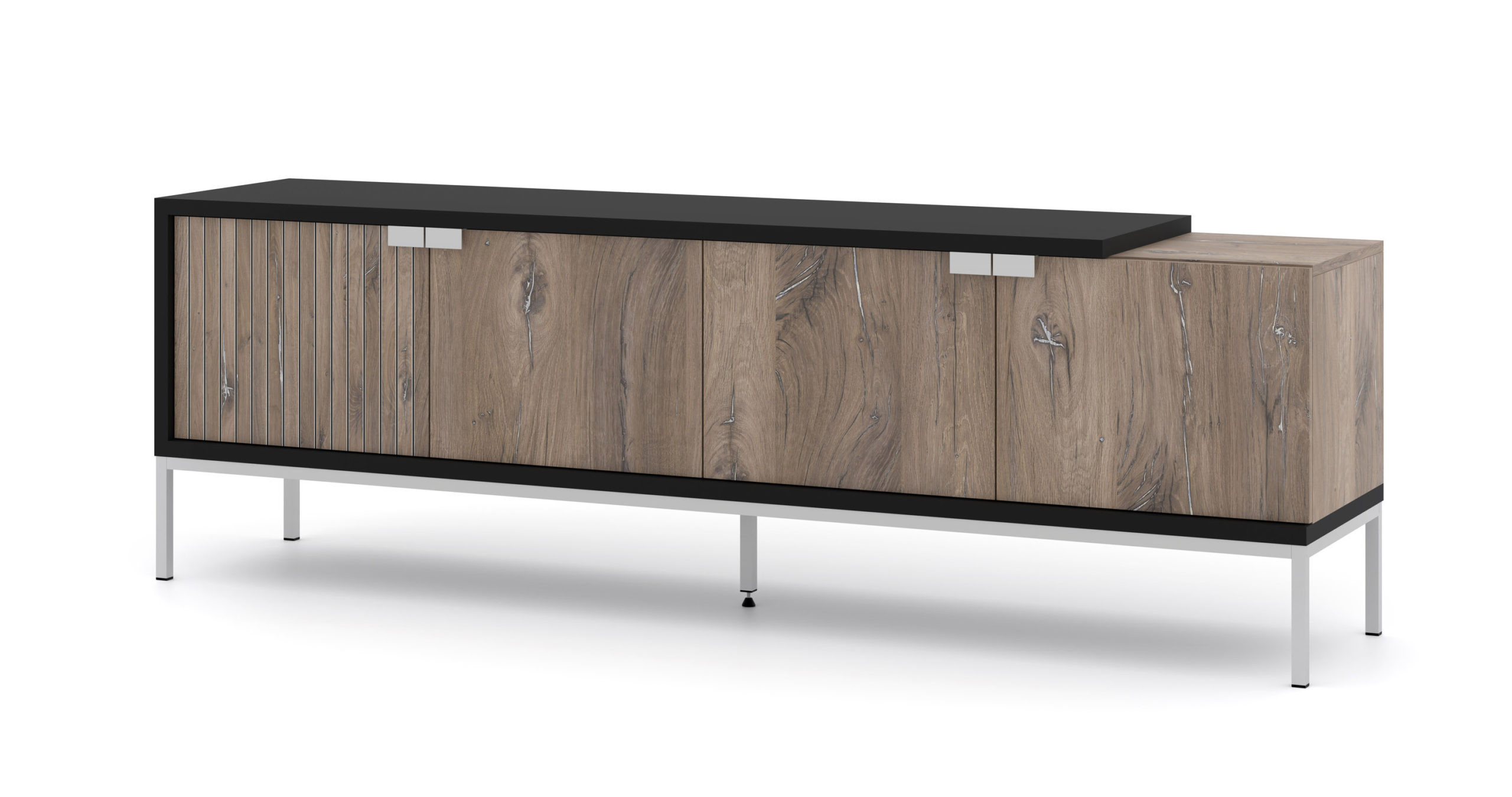 Szafka RTV TOLEDO 190 cm 4D dąb flagstaff / czarny mat