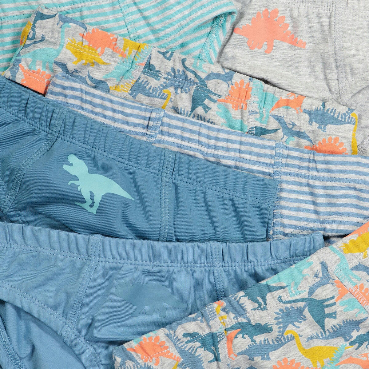 Lot de 7 slips en coton imprimés dinosaures