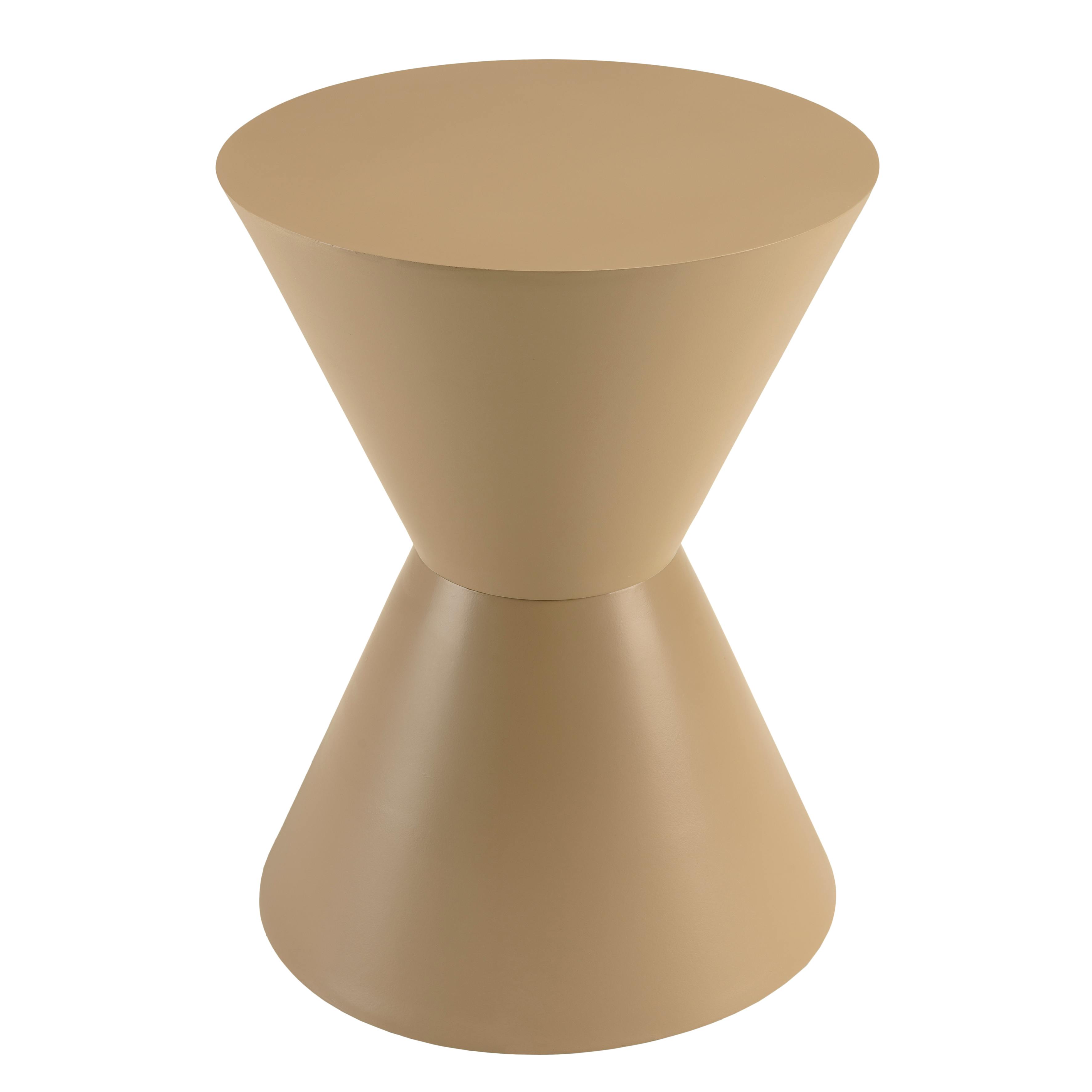 Table d'appoint ronde en bois peint taupe D35cm CASTILLE