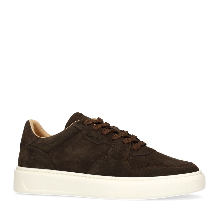 Manfield Donkerbruine suède sneakers