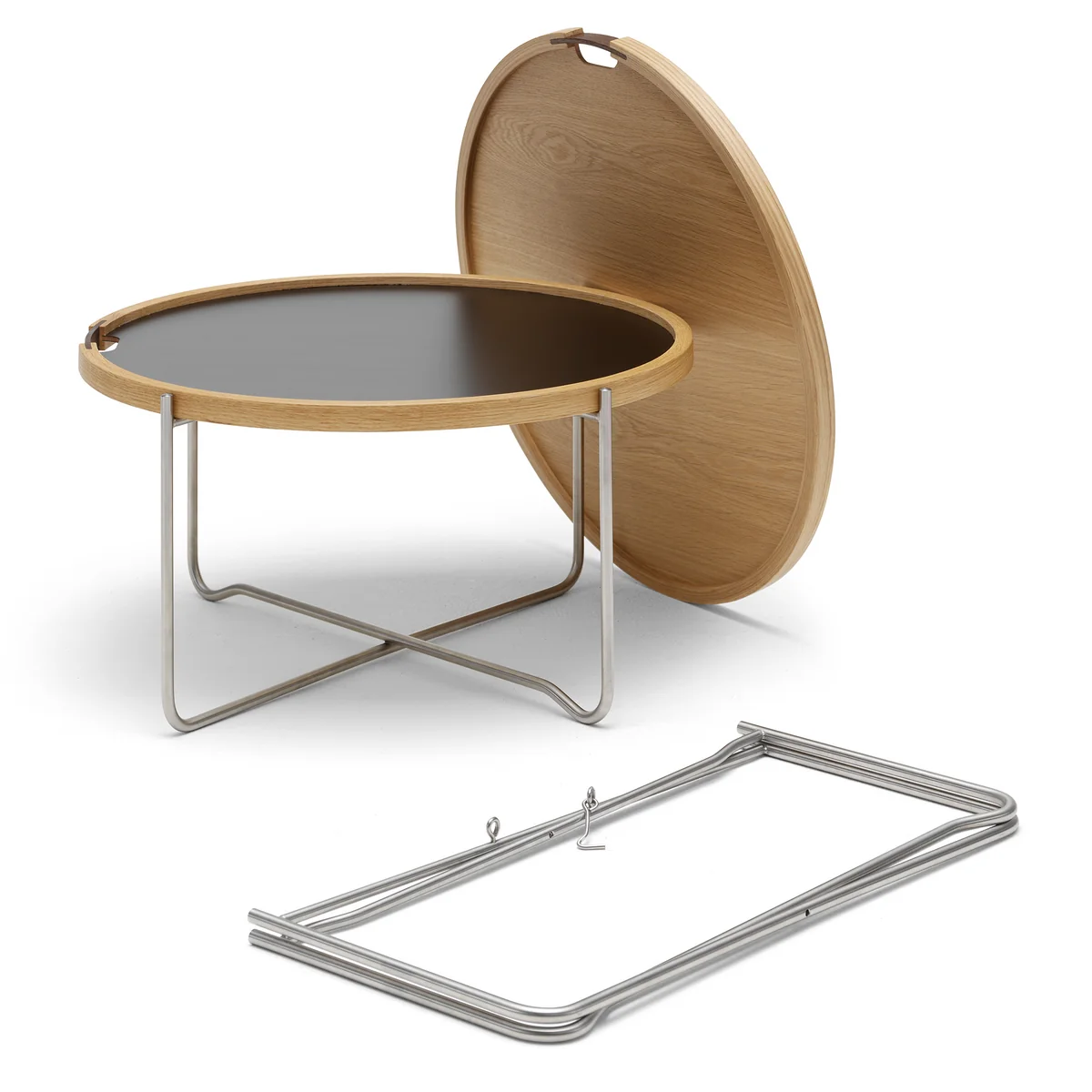 Carl Hansen - CH417 Tray Table, Laminat schwarz / weiß / Eiche geölt