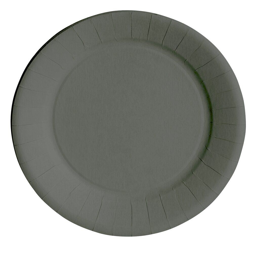 Lot de 10 assiettes en carton gris Ø18 cm