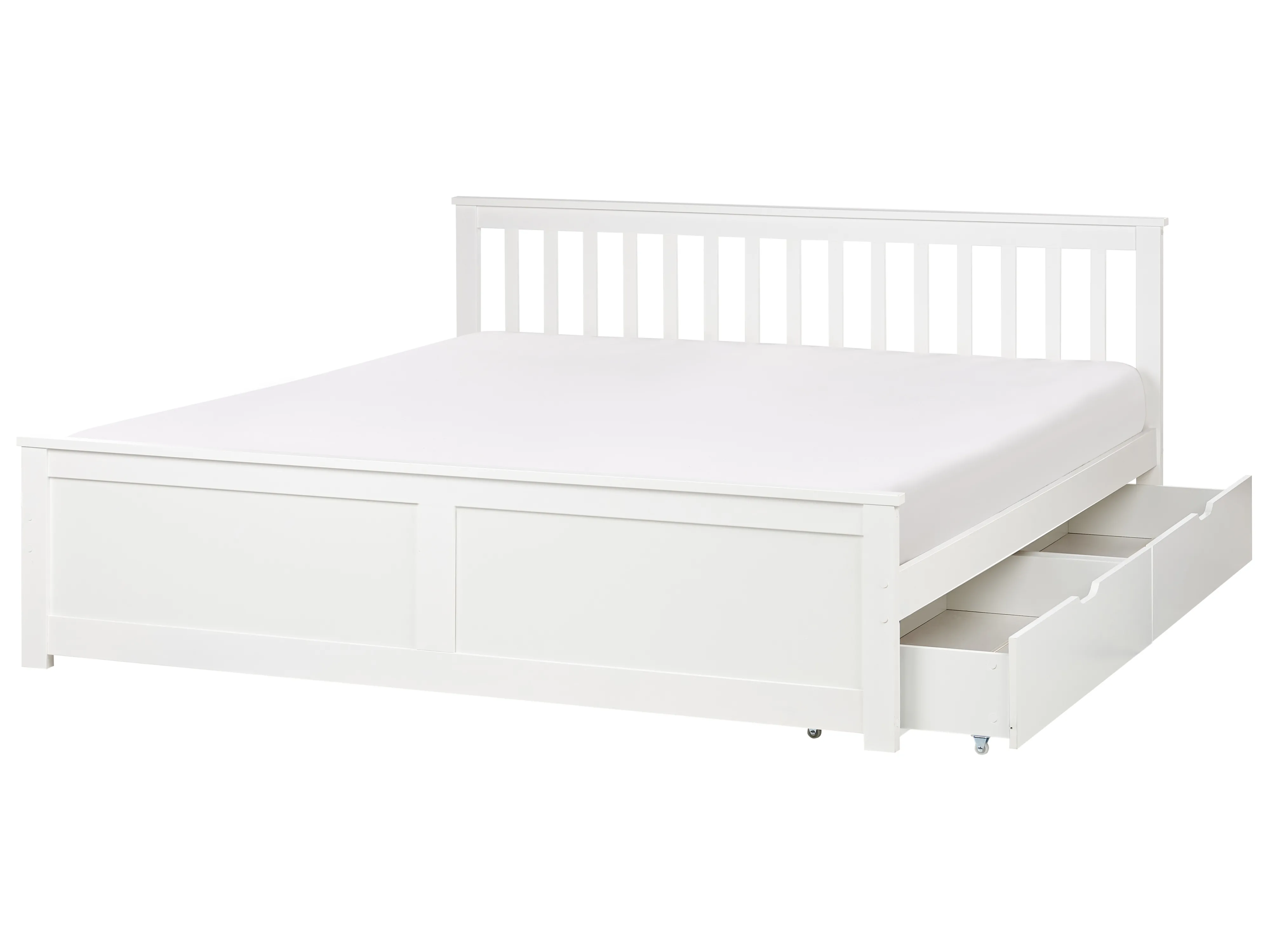 Bed with 2 Drawers Pine Wood OLENDON 180 x 200 cm (EU Super King) White