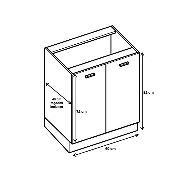 Cuisineandcie - Meuble bas de cuisine Eco Blanc 2 portes L 60 cm