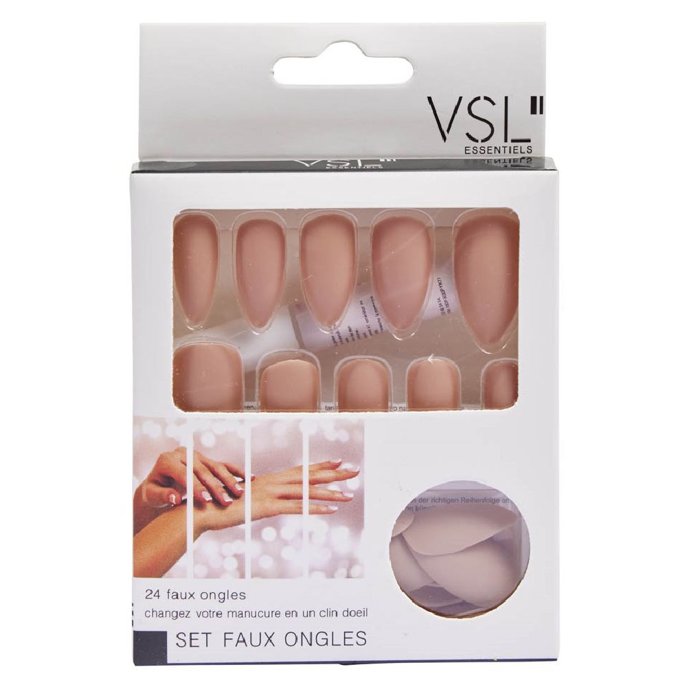Kit faux ongles couleur mat marron x24