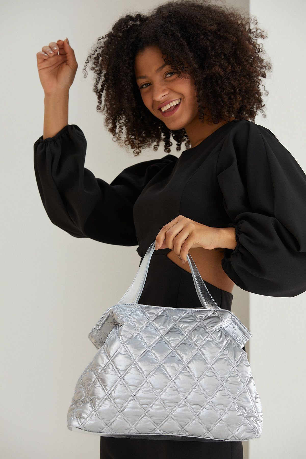 Belissh Quilted Tote Bag with Detachable Crossbody Strap