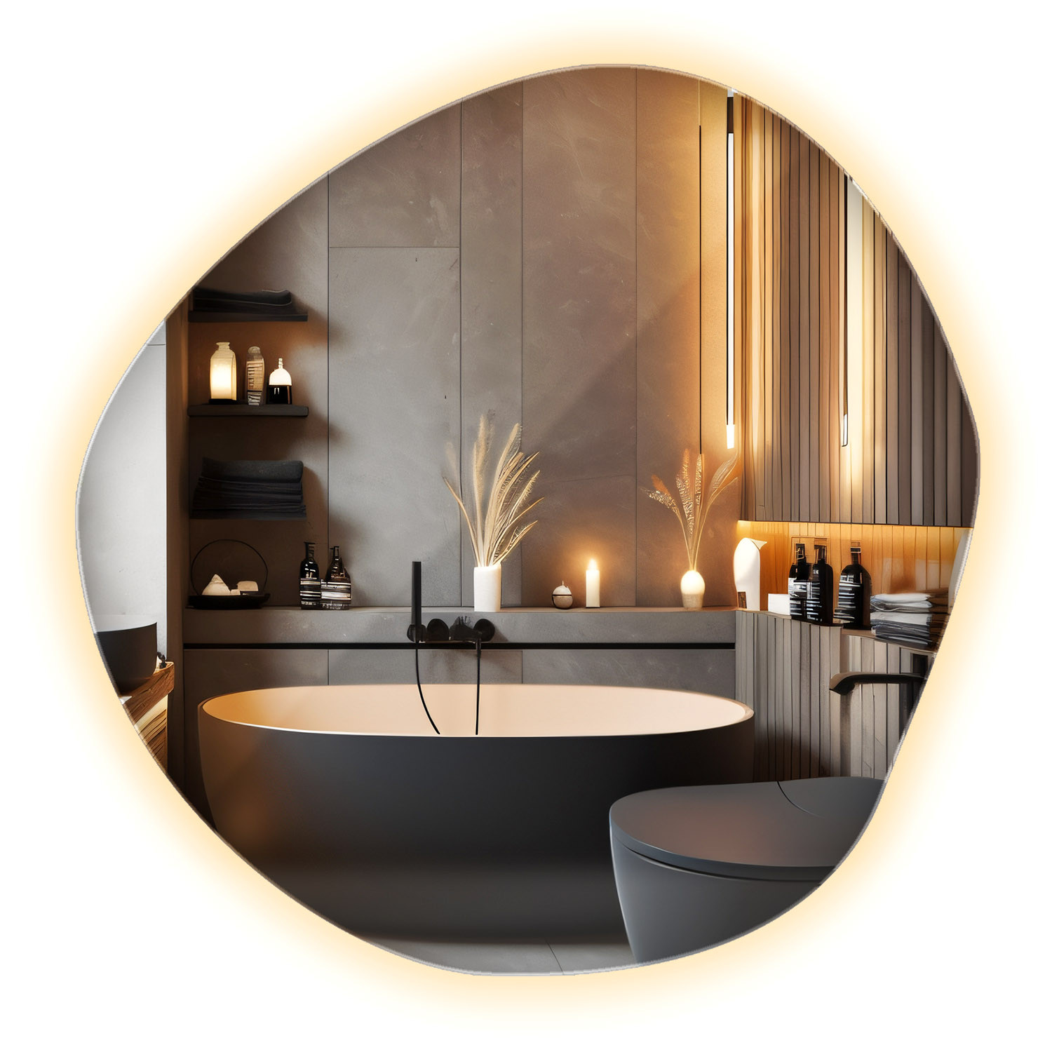 Lustro Łazienkowe LED | 47,9 cm x 48,3 cm | Ciepłe światło | Wallfluent