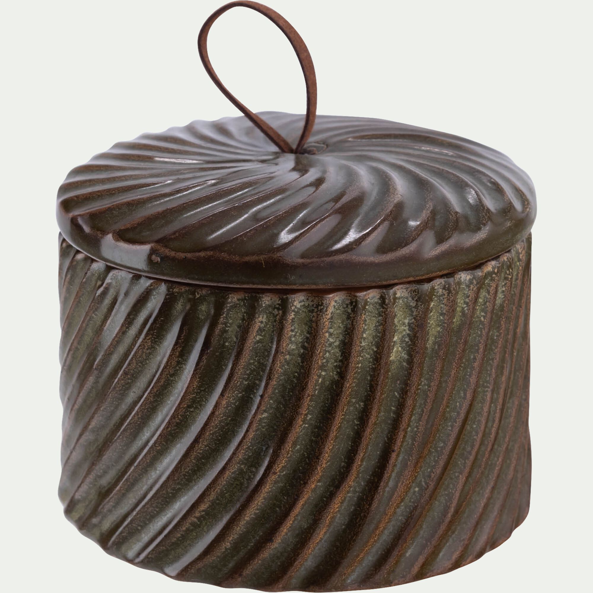 NOYON - Boite déco en céramique D9,1xH7,5cm - marron