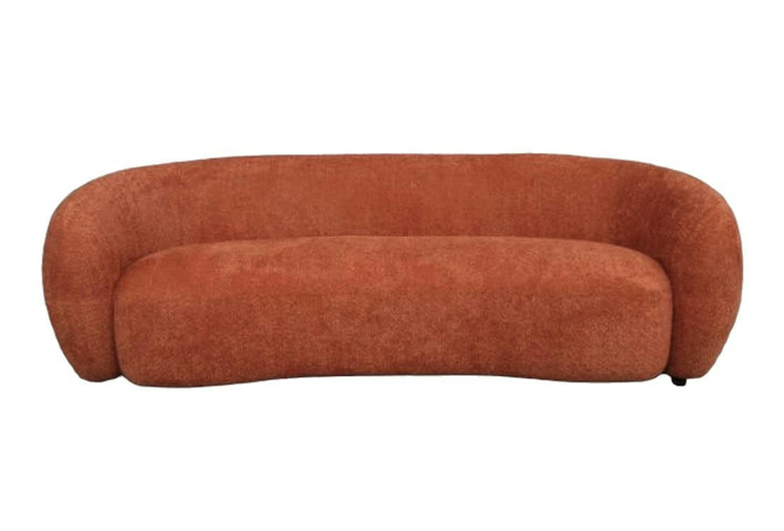 MOON - Canapé 3 places tissu bouclé rouille