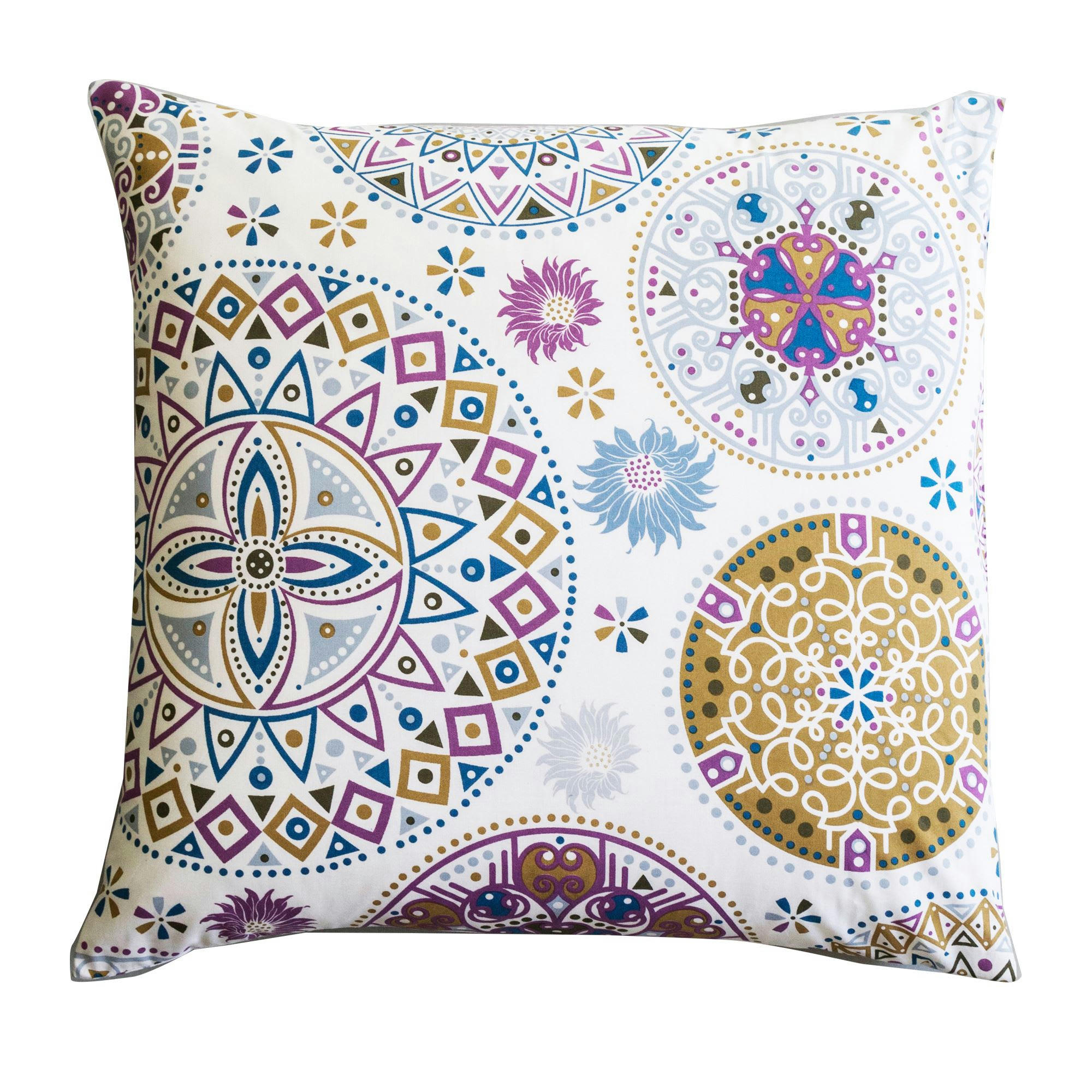 ROSACES - Taie sac 63x63 violet en coton