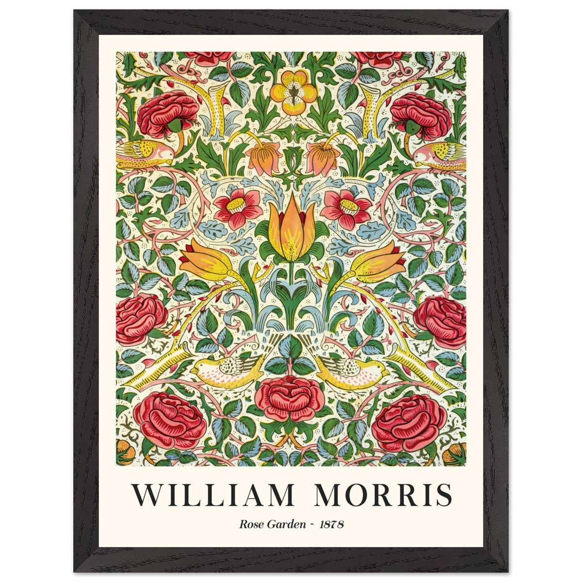 Artfulprints Poster met Lijst William Morris - Rose garden 1878  - 30x40 cm - Groen