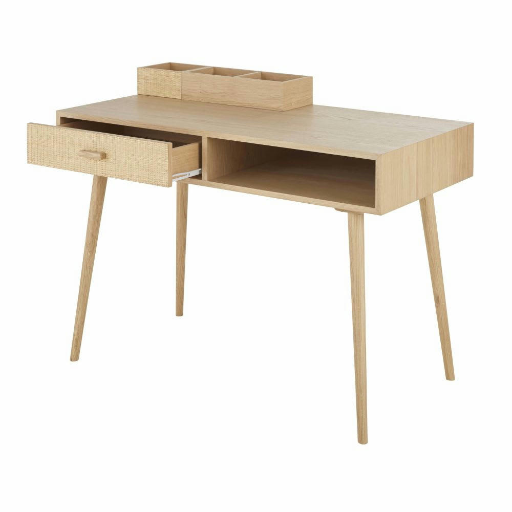 Malaga - Bureau vintage 1 tiroir avec boîtes de rangement amovibles