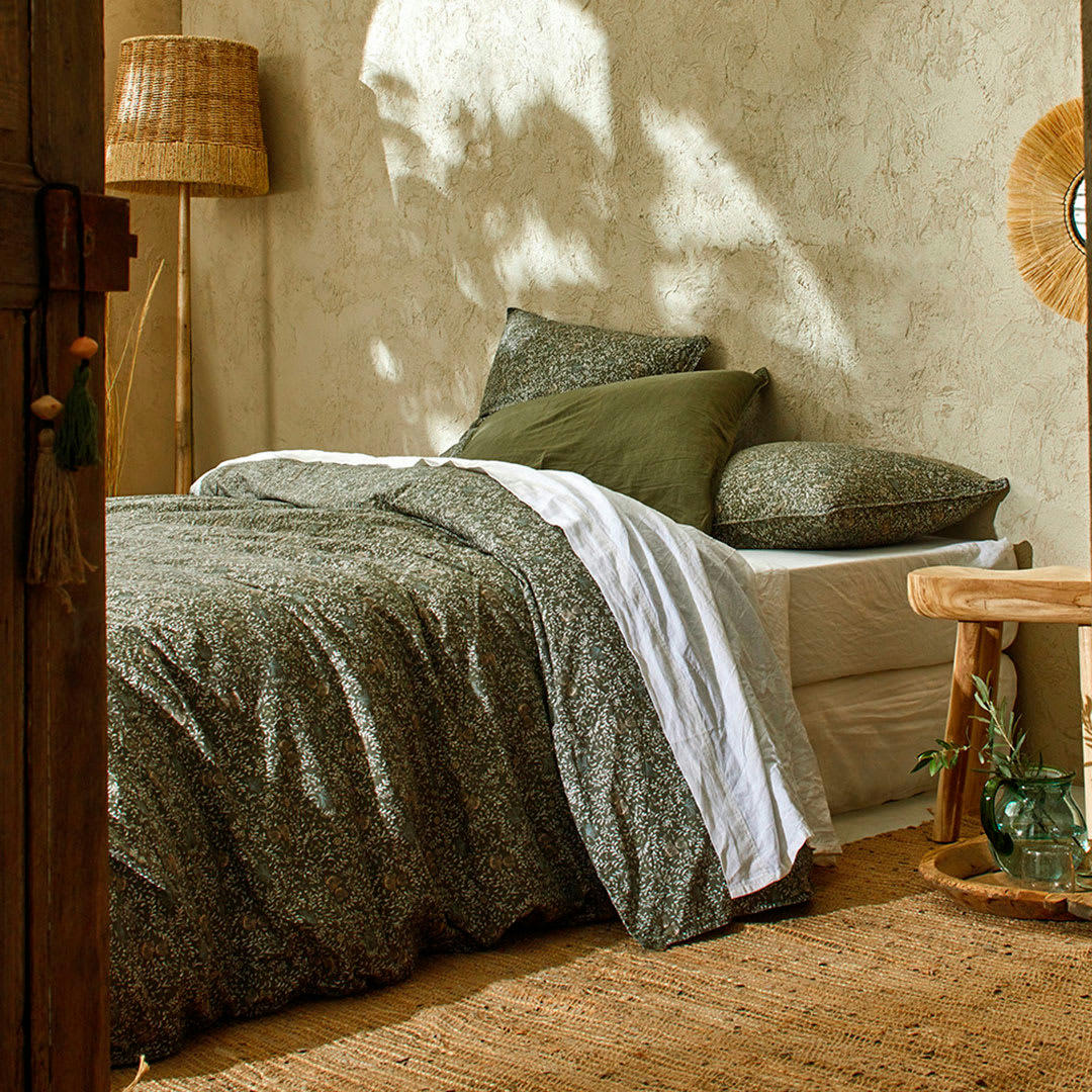 BIO INDIRA - Housse de couette li/coton organic algue200x200 cm