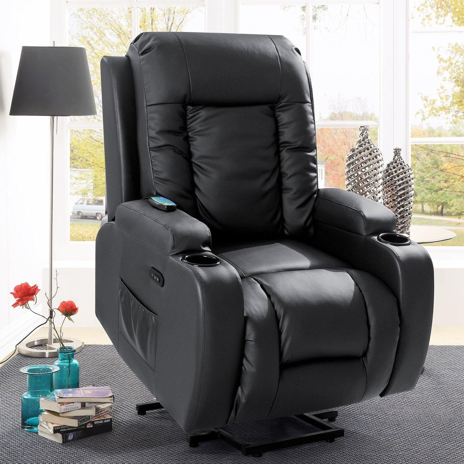 Furniwell PU Leather Power Lift Assist Recliner Chair with USB