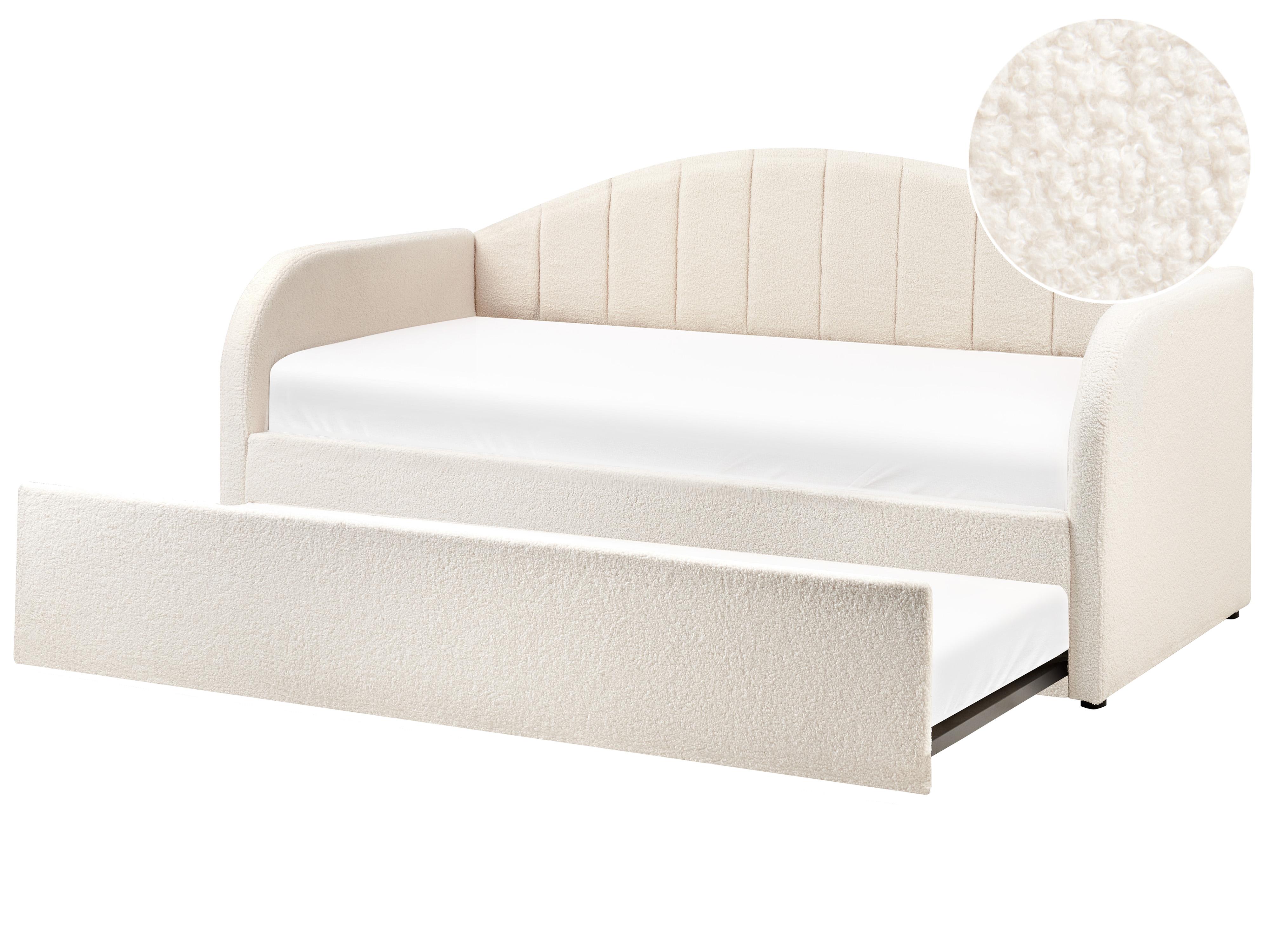 Trundle Bed Boucle EYBURIE 90 x 200 cm (EU Single) Light Beige