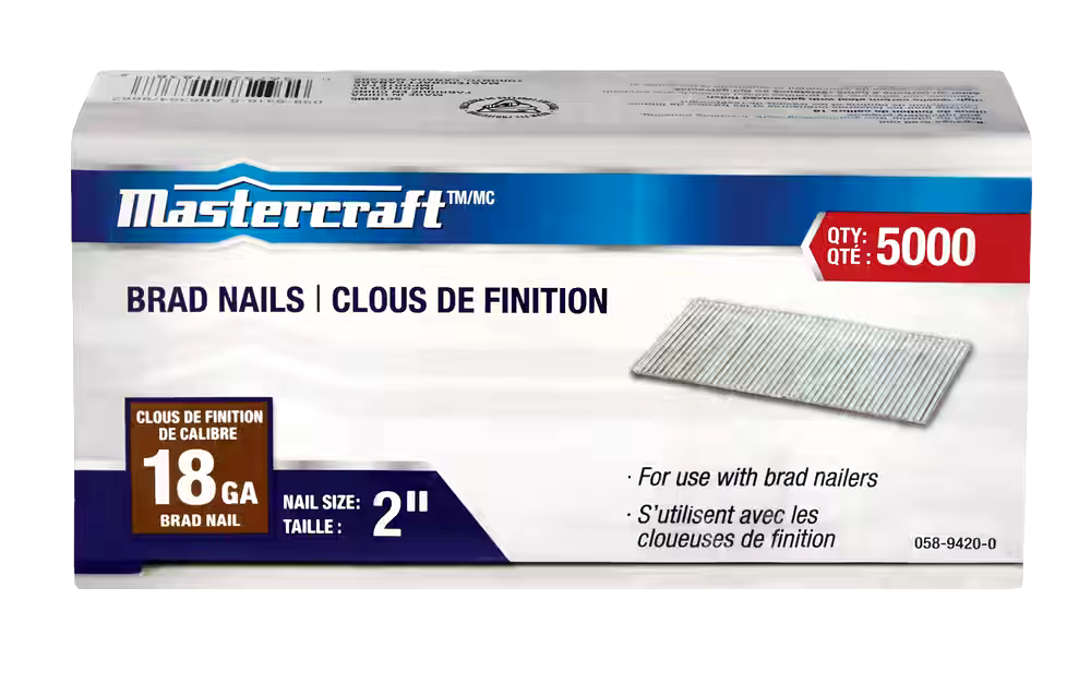 Mastercraft 18-Gauge Brad Nails, 2-in, 5000-pc