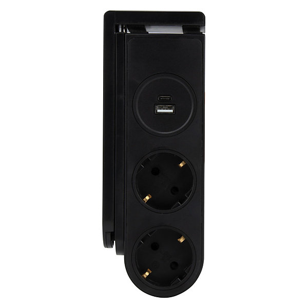 Multiprise Schuko 16A   2 USB A C noir Zenitech