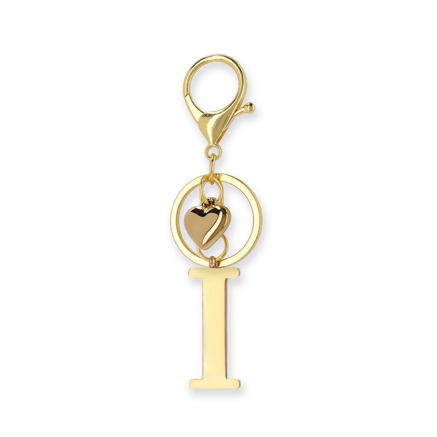 Manfield Goudkleurige bag charm letter I