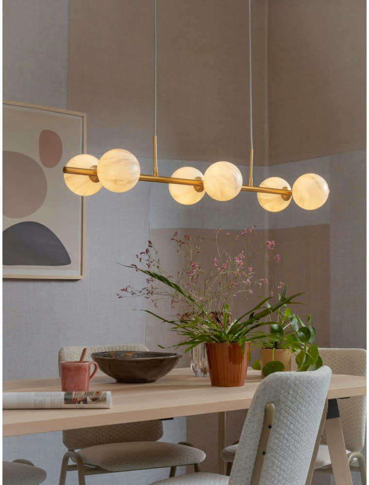 CARRARA - Suspension en fer abat-jour en verre or/verre teint, h. 12cm