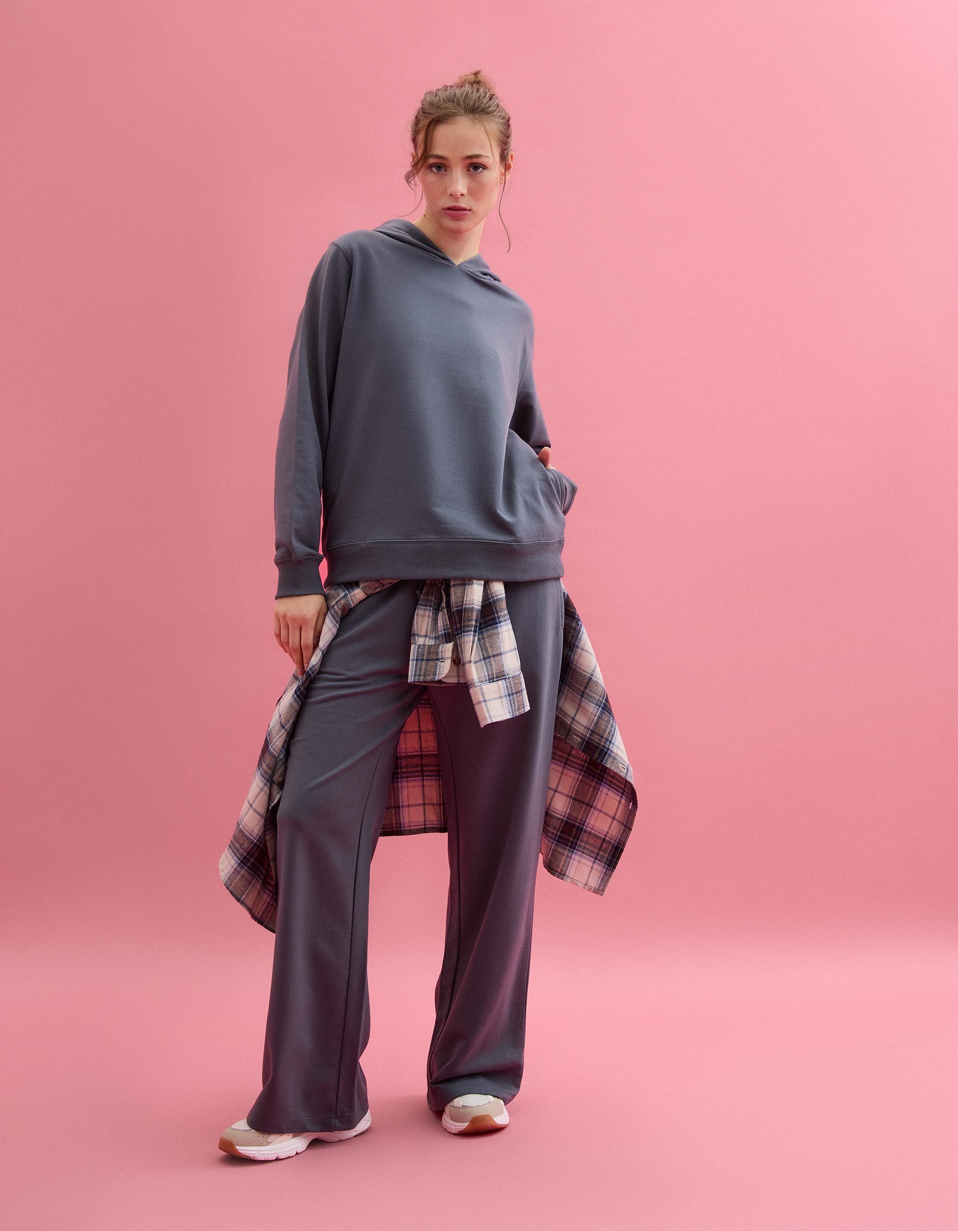 Sweatshirt com Capuz, Mulher, Cinzento Escuro