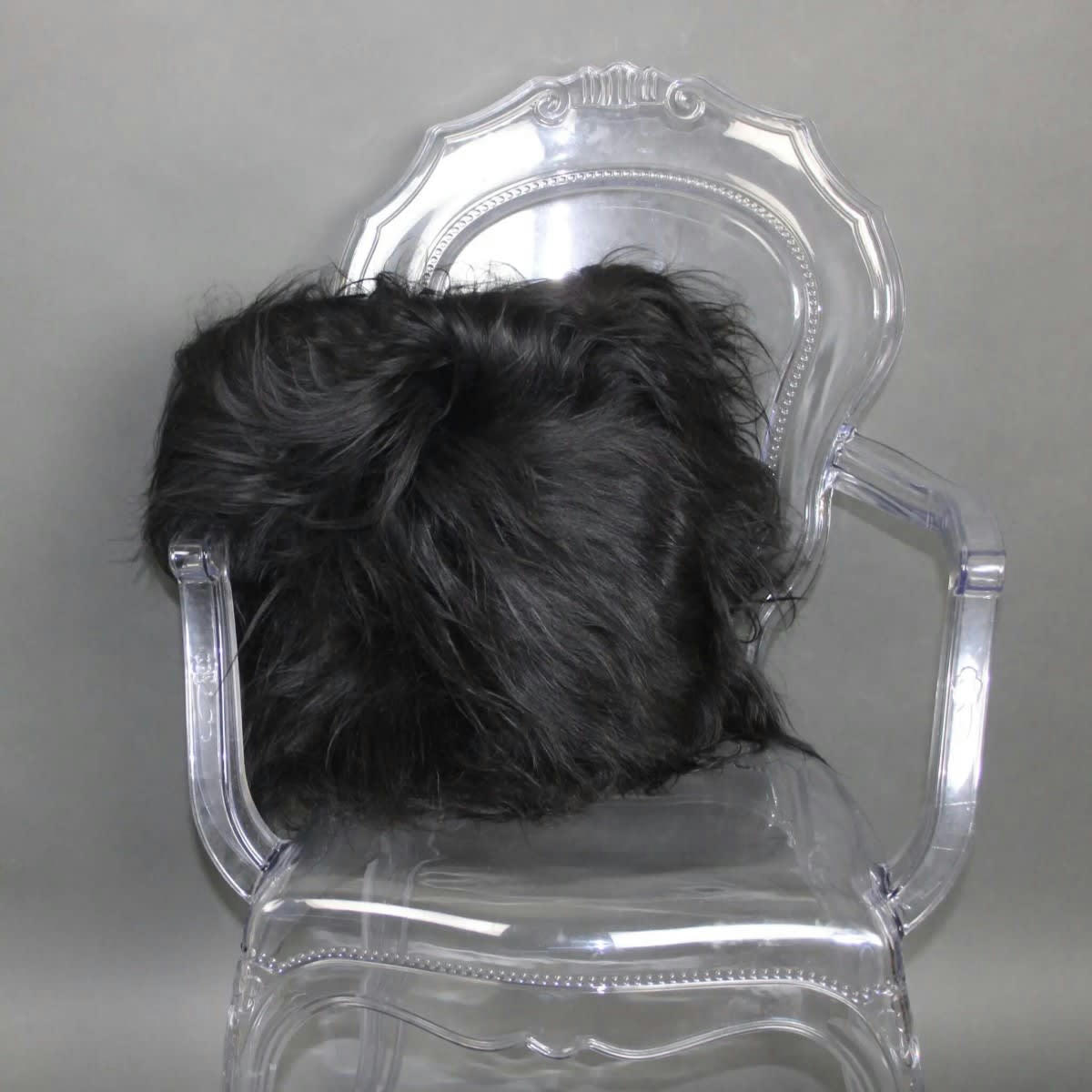 - Coussin en peau de mouton islandais noir 35 x 35 cm