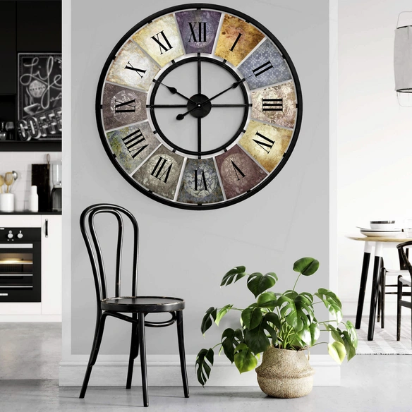 Wanduhr, HxT: 77 x 5 cm, mehrfarbig, ohne ink. Batterie