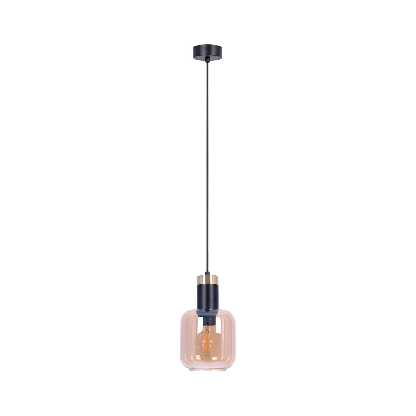 Lampa wisząca czarno-złota-bursztyn LAGOS 1xE27x40W wym: 90x13x13 cm Kaja