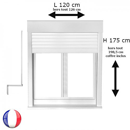 Fenêtre PVC avec volet roulant manivelle PVC H 175 x L 120 cm 2 vantaux pour pose en neuf