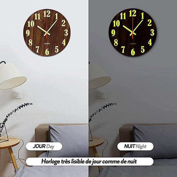 Horloge FISHTEC Light &Wood murale