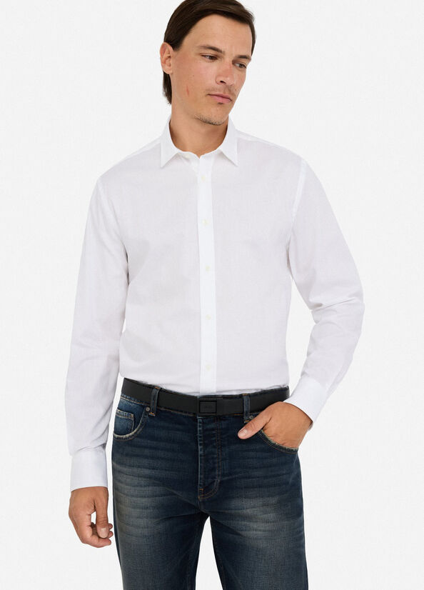 Cintura in pelle con fibbia logata