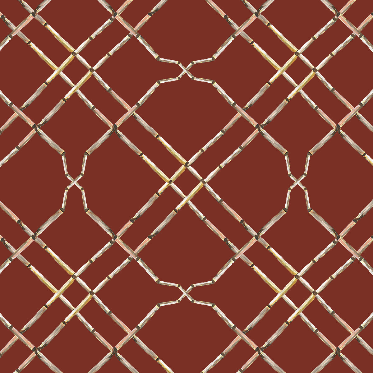 Catchii Behang Bamboo Trellis old red